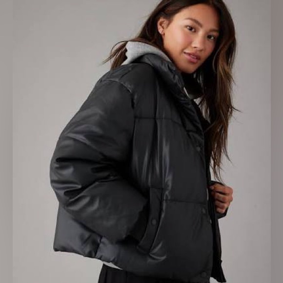 NWOT American Eagle Outfitters Vegan Leather Puffer Jacket - Picture 1 of 7